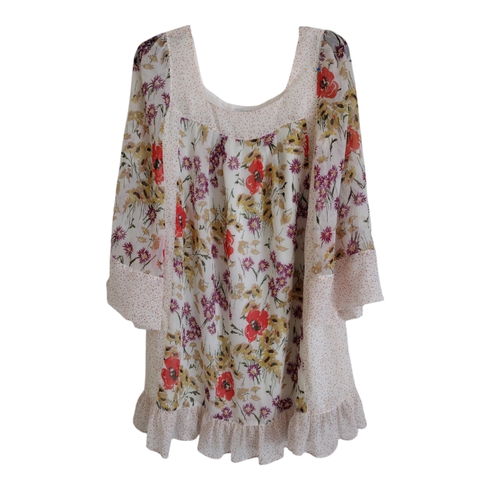 Jovovich-Hawk for Target floral polka dot multicolor ruffle dress size Medium